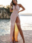 Elegant V-neck Side slit Mermaid Prom Dresses, PDS0503