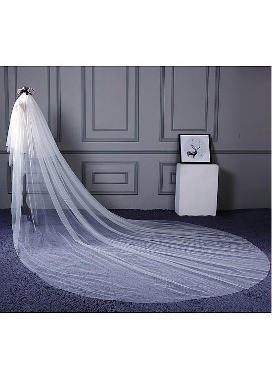 Simple Delicate Double Layer Tulle Ivory Wedding Veil , WV0117