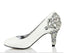 Women's Sparkly Crystal High Heels Pointed Toe White Wedding Bridal Shoes, SY0139