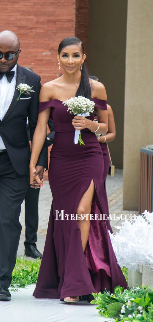 Sexy One-shoudler Mermaid Long Bridesmaid Dresses Online, BDS0157