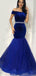 Mermaid Off The Shoulder Royal Blue Velet Evening Dresses,Cheap Prom Dresses,PDY0565