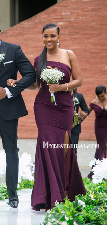 Sexy One-shoudler Mermaid Long Bridesmaid Dresses Online, BDS0157