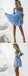 Sky Blue A-Line Spaghetti Straps Lace Short Homecoming Dress With Ruffles,BDY0314