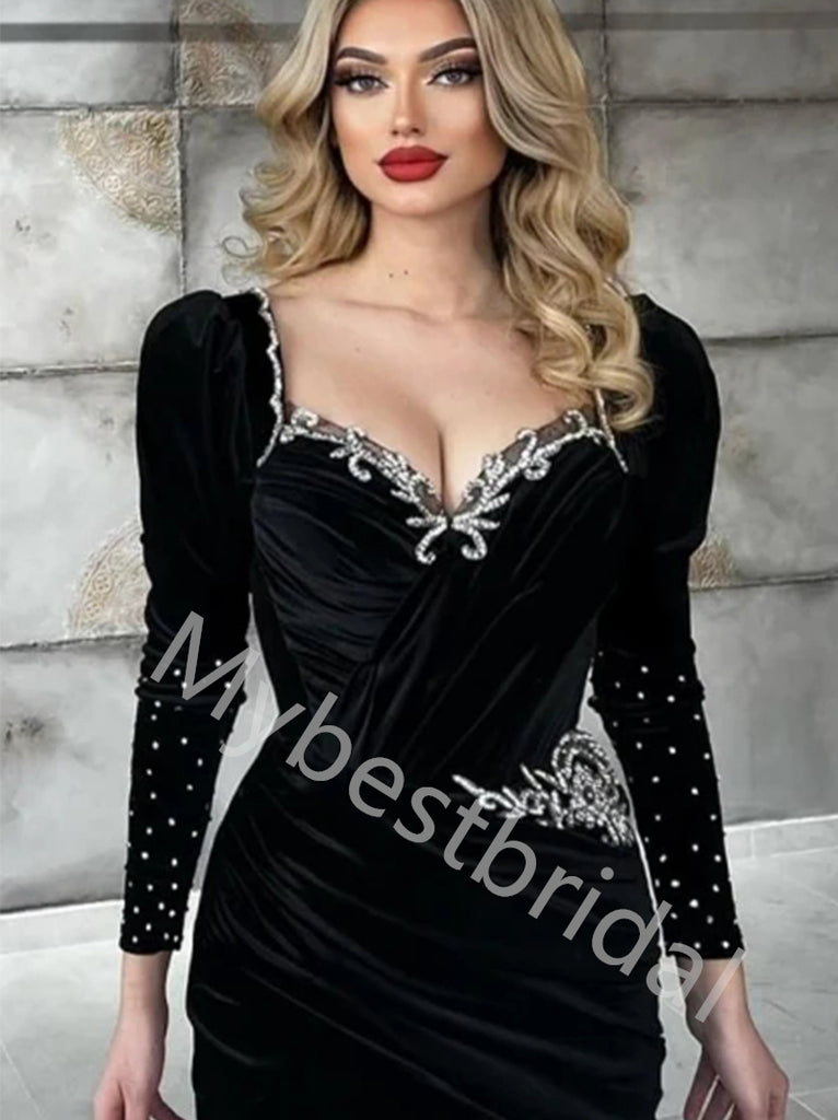 Sexy Sweetheart Long sleeves Side slit Mermaid Prom Dresses,PDS0764
