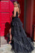 Elegant V-neck Sleeveless Side slit A-line Long Prom Dress,PDS1063