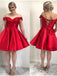 Simple Off Shoulder Red Short Cheap Homecoming Dresses Online, BDY0355
