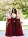 Short Sleeves Gold Sequin Burgundy Skirt A-line Long Bridesmaid Dresses Online, WGY0302