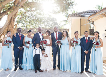 Mismatched One shoulder Halter Elegant Simple Long A-line Dressess, BDS0282