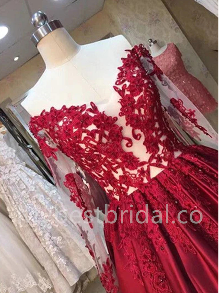 Elegant Sweetheart Long sleeves Ball gown Prom Dresses, PDS0538