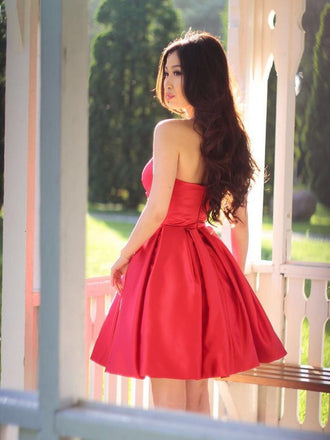Red Simple Sweetheart Cheap Homecoming Dresses Under 100, BDY0358