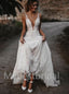 Sexy V-neck Spaghetti straps Sweetheart A-line Lace applique Wedding Dresses, WDY0198