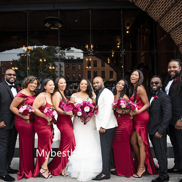 Mermaid Side slit Spaghetti straps Elegant Simple Long Bridesmaid Dressess, BDS0278