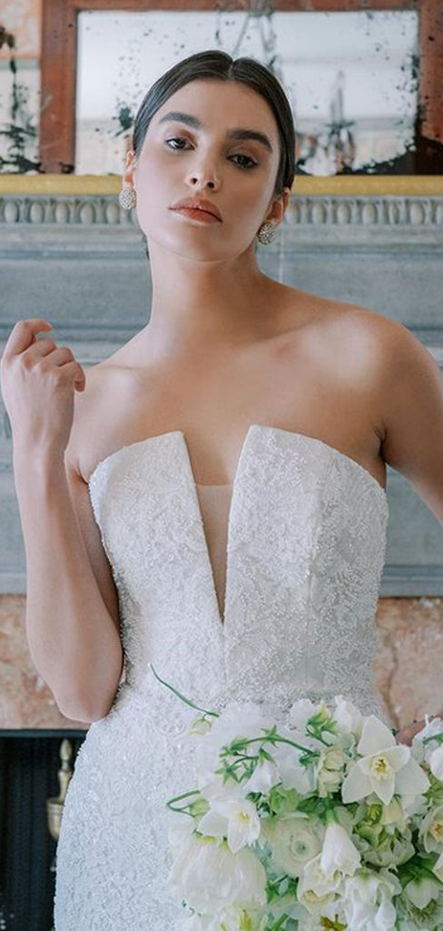 Elegant Sleevesless Straight Mermaid Long Wedding Dresses Online,PDY0146