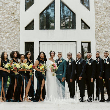 Simple V-neck Side silt Mermaid Elegant  Pretty Long Bridesmaid Dresses,BDS0212