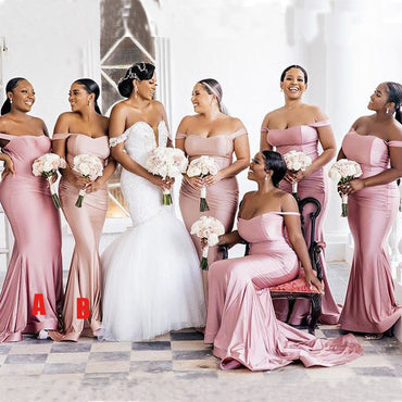 Sexy Mermaid Off-shoulder Soft Satin Long Bridesmaid Dresses, BDS0173