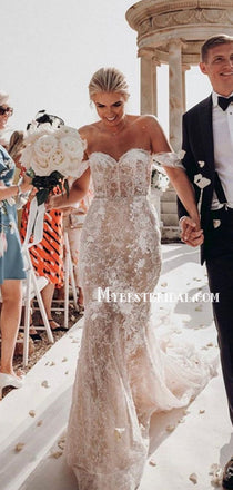 New Arrival Off-shoulder Mermaid Lace Beautiful Wedding Dresses. WDS0092