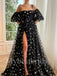 Elegant Off shouldr Side slit A-line Star Prom Dresses,PDS0585