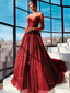 Elegant Red Straight A-line Simple Long Prom Dresses, PDS0236