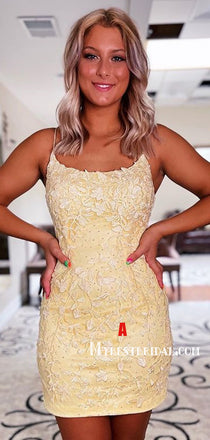 Spaghetti Strap Mermaid Tulle Short Homecoming Dresses, HDS0057