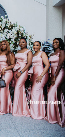 Newest One-shoudler Mermaid Long Bridesmaid Dresses Online, BDS0158