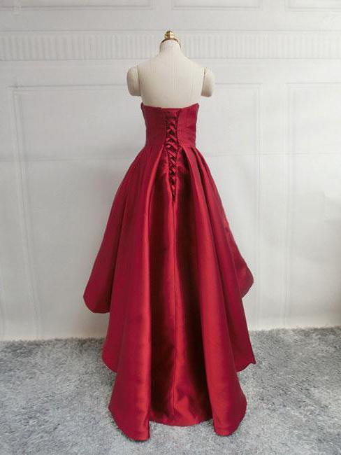 Simple Cute Dark Red High low Cheap Homecoing Dresses 2018, BDY0227