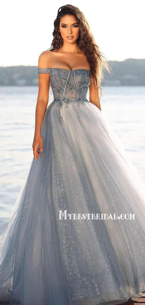 Newest Straight A-line Tulle Long Prom Dresses PDS0308