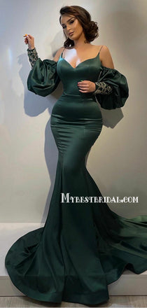 Sexy Spaghetti Strap V-neck Mermaid Long Prom Dresses, PDS0153