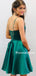 Charming A-line V-neck Satin Short Homecoming Dresses, HDS0046