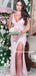 New Arrival V-neck Side Slit Mermaid Sequin Long Prom Dresses, PDS0173