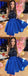 A-Line Sequined Royal Blue Satin Homecoming Dress,Short Prom Dresses,BDY0341