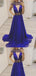 A Line Royal Beaded Blue Chiffon Long Prom Dress,Cheap Prom Dresses,PDY0537