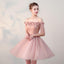 Dusty Pink Off Shoulder Short Sleeves Cheap Homecoming Dresses 2018, BDY0292