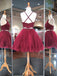Sexy Burgundy Lace Beaded Cheap Short Homecoming Dresses Online, BDY0361