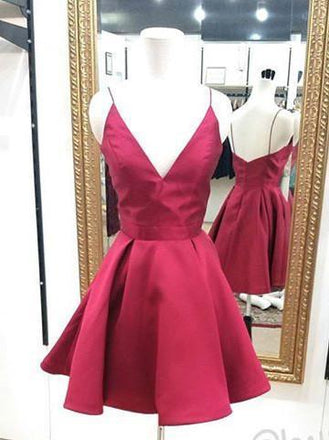 Elegant Simple Red V Neck Cheap Short Homecoming Dresses Online, BDY0266