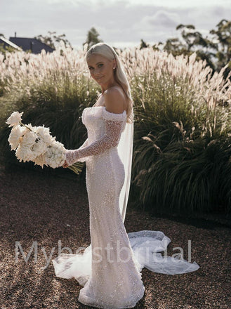 Simple Sweetheart Off-shoulder Mermaid Wedding Dresses, WDY0225