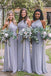 One Shoulder Dusty Blue Long Chiffon Cheap Bridesmaid Dresses Online, WGY0304