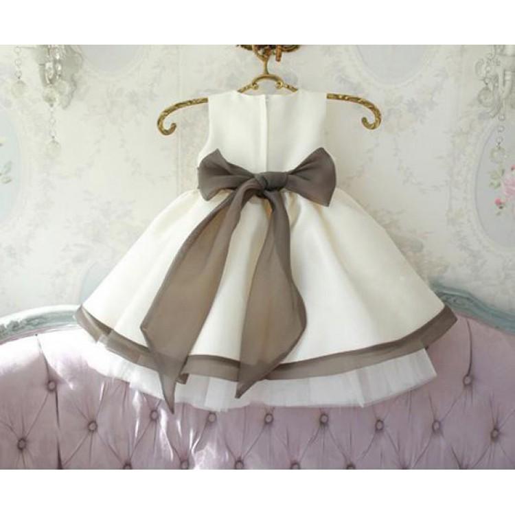 White Handmade Flower Satin  Flower Girl Dresses ,Cheap Toddler Flower Girl Dresses,FGY0205