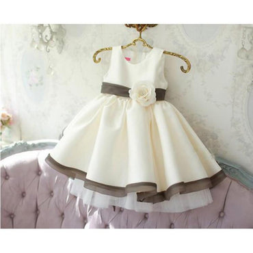 White Handmade Flower Satin  Flower Girl Dresses ,Cheap Toddler Flower Girl Dresses,FGY0205