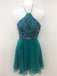 Green Chiffon Beaded Cheap Short Homecoming Dresses Online, BDY0263