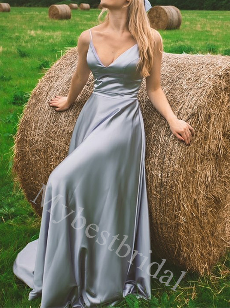 Elegant V-neck Sleeveless A-line Evening Gowns Prom Dresses,PDS1003