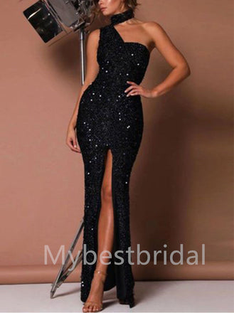 Sexy Halter Side slit Mermaid Prom Dresses, PDS0449