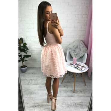 Short Cheap Simple V Neck Blush Pink Lace Homecoming Dresses 2018, BDY0365