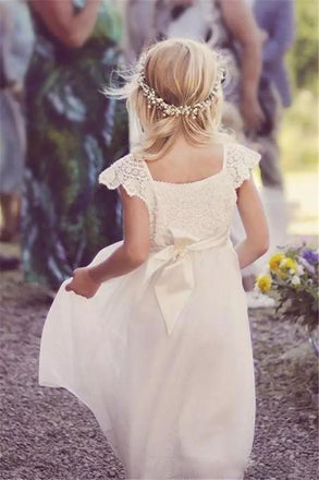 White Cap Sleeves Lace Flower Girl Dresses ,Cheap Toddler Flower Girl Dresses,FGY0207