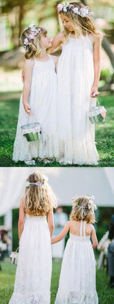 White Halter Lace A-line Flower Girl Dresses ,Cheap Toddler Flower Girl Dresses,FGY0211