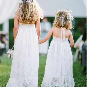 White Halter Lace A-line Flower Girl Dresses ,Cheap Toddler Flower Girl Dresses,FGY0211
