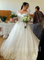 Elegant V-neck Long sleeves A-line Lace applique Wedding Dresses,WDY0314