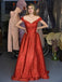 Newest Off-shoulder A-line Red Simple Long Prom Dresses, PDS0192