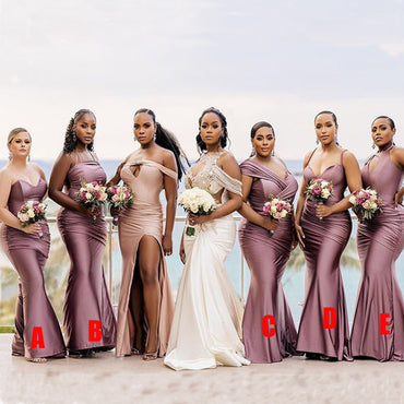 Mismatched Mermaid Soft Satin Long Bridesmaid Dresses, BDS0174