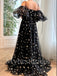 Elegant Off shouldr Side slit A-line Star Prom Dresses,PDS0585