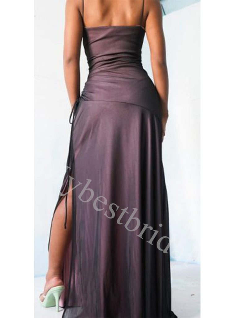 Elegant Strapless Sleeveless Side slit Mermaid Prom Dresses,PDS0915